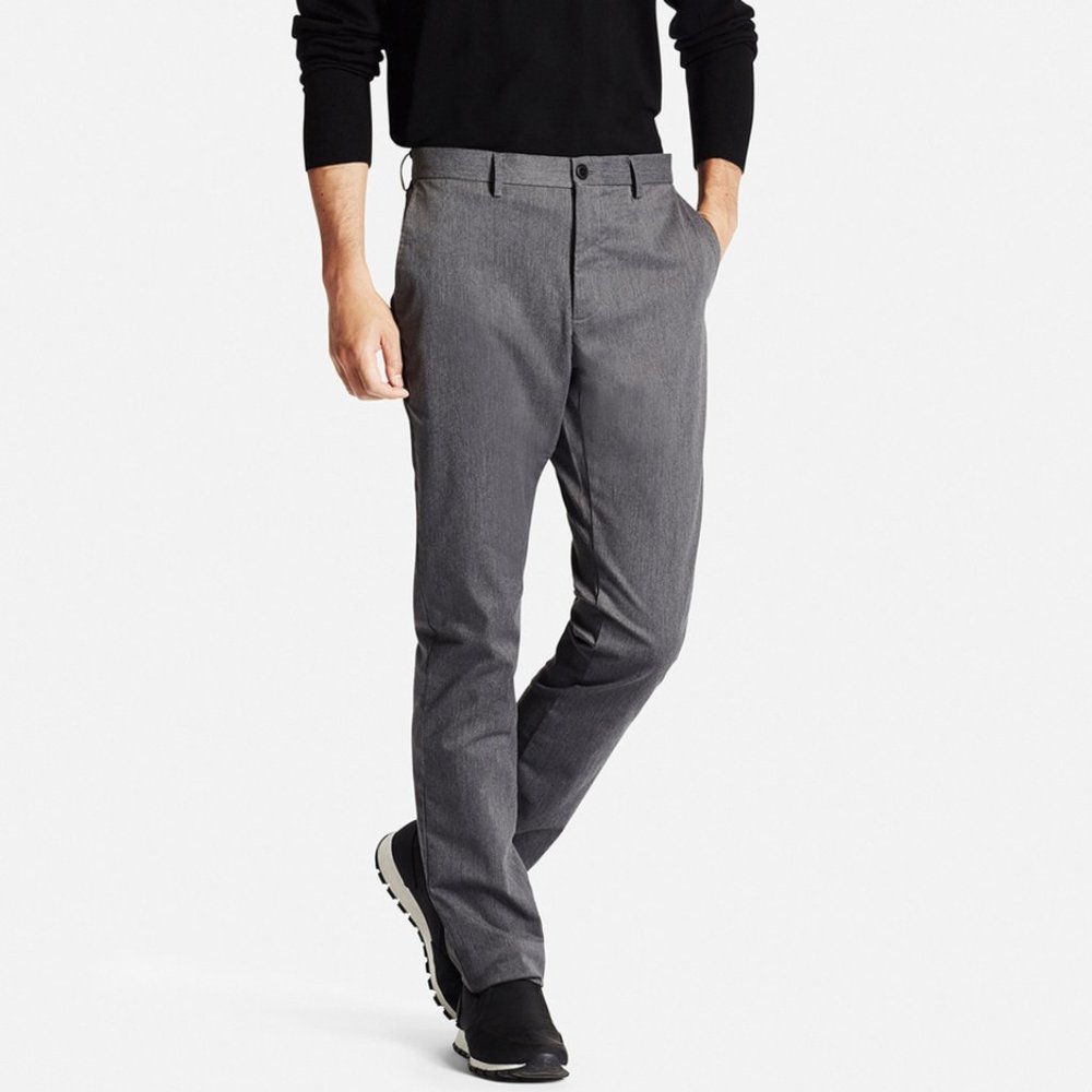 Uniqlo 32W/34L Slim Fit Grey Chino Dress Pants